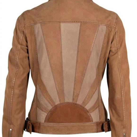 Women's Brown Leather Jacket - Picture 7 of 8